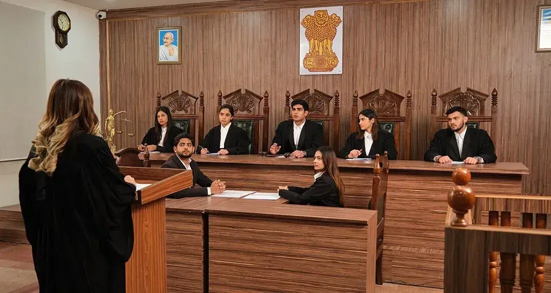 Modern moot court with real courtroom environment